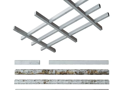 Various Types of Metal Wooden Grids and Strip Materials with Rusted Smooth Textures 3d model