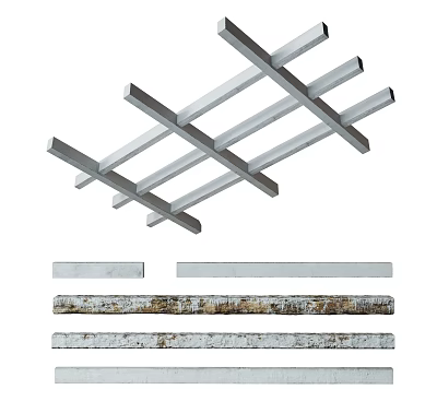 Various Types of Metal Wooden Grids and Strip Materials with Rusted Smooth Textures 3d model