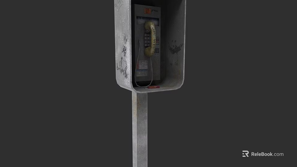 Rusty Public Phone Booth With Rotary Dial And Classic Design For Mobile Digital Users 3d model 