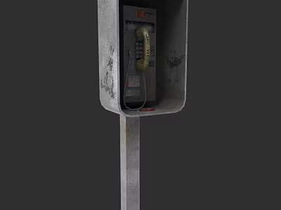Rusty Public Phone Booth With Rotary Dial And Classic Design For Mobile Digital Users 3d model