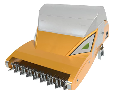 Yellow and Silver Agricultural Machinery With Front Metal Teeth And Green Logo 3d model
