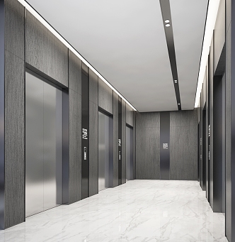 modern elevator hall elevator 3d model