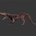 Armored Brown Dinosaur 3D Model With Multiple Spikes And Horns On Dark Background