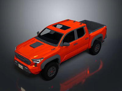 Orange Modern Pickup Truck With Off Road Style And Black Tires 3d model