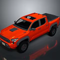 Orange Modern Pickup Truck With Off Road Style And Black Tires