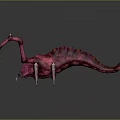 Fantasy Red Creature With Sharp Claws And Long Tentacles Design