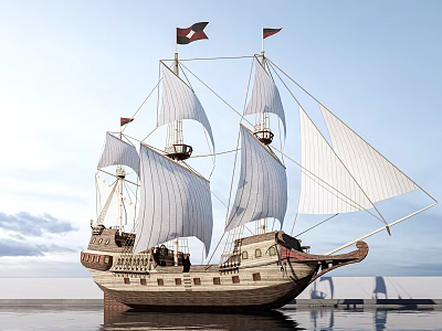 Modern sailing pirate ship pirate ship amusement equipment cartoon ship 3d model