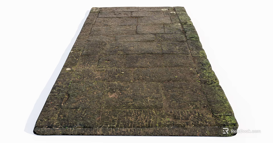 Ancient Stone Ground With Moss Covered Weathered Surface And Natural Texture 3d model