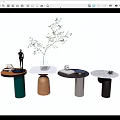 Modern Side Tables with Various Base Designs and Decorative Elements 3d model