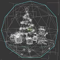 Detailed Christmas Themed Sculpture With Snow Globe Tree Snowman And Gifts