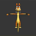 Cartoon Character Sculpture 3D Model With Yellow Orange Striped Body Cute Playful Design