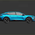 Modern Blue Sleek SUV Featuring Shiny Exterior Black Wheels And Glossy Reflection