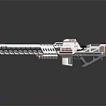 Sci Fi Weapon White Red And Gray Multi Magazine Design Futuristic Rifle With Detailed Components