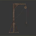 Functional Wooden Industrial Equipment With Tripod Base Pulley Chain And Hook