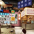 Hong Kong Style Restaurant With Neon Signs And Vintage Decor