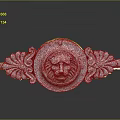 Plant Themed Stone Carving With Leaf Motifs Lion Head And Grey Background Reflection