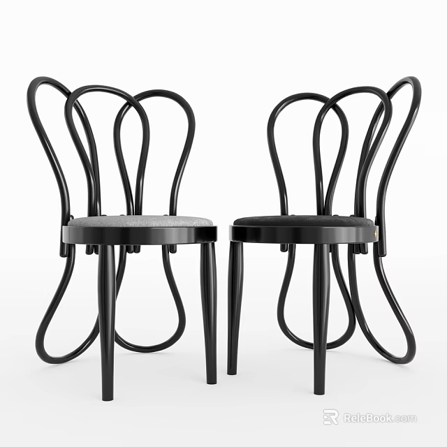 Modern Black Curved Design Chair With Sleek Lines And Minimalist Style 3d model 