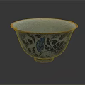 Traditional Blue And White Ceramic Bowl With Floral Leaf Patterns And Elegant Design
