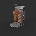 Juicy Doner Kebab Meat Rotating On Traditional Vertical Rotisserie Machine