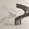 Modern Arc Handrail Stair Rotating Stair Household Rotating Stair Indoor Stair 3d model