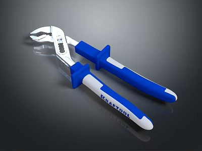 KRAFTLINE Adjustable Wrench Professional Hardware Tool With Blue And White Handle 3d model