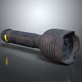 Black Handheld Flashlight With Textured Grip Large Head And Yellow Accents