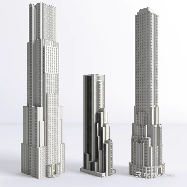 Modern Urban Building Complex With Tall Skyscrapers And Architectural Design Details 3d model 