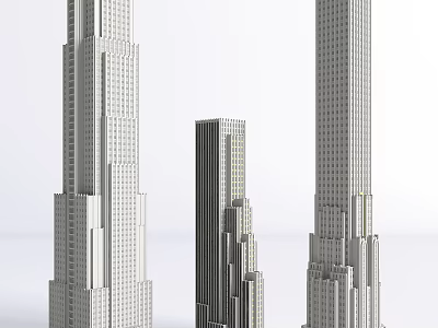 Modern Urban Building Complex With Tall Skyscrapers And Architectural Design Details 3d model
