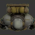 Futuristic Full Body Metallic Armor With Silver Gold Accents And Detailed Design