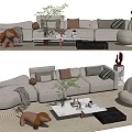 Modern sofa coffee table combination 3d model