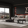 Modern Living Room Interior Design With Sofa Coffee Table And Accent Pillows 3d model