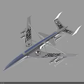 White Airplane With Blue Decorative Patterns Streamlined Body And Stylish Wings Design 3d model