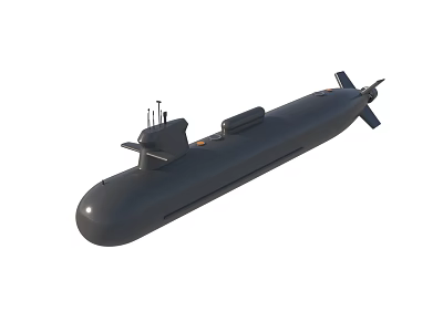 Black Military Submarine With Conning Tower And Propeller Naval Vessel 3d model