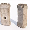 Two Traditional Stone Wood Carved Pillars With Intricate Surface Details