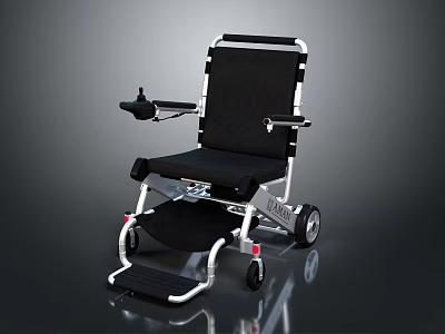 Modern Foldable Lightweight Wheelchair with Aluminum Frame Black Seat Armrests and Wheels 3d model