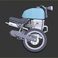 Minimalist Modern Blue Motorcycle 3D Model Featuring Black Seat And Yellow Headlight