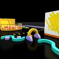 Colorful Kids Playground With BIG Sign Slide Ball Pit And Play Equipment