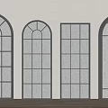 French casement window retro window curved window 3d model