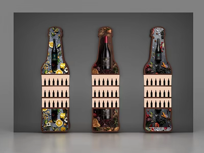 Wine Bottle Shaped Decorative Display Shelves for Showcasing Wine Bottles 3d model