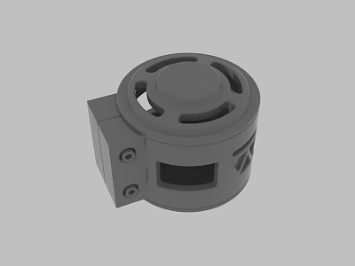 Gray Plastic Mechanical Component 3D Model With Circular Body And Square Bracket 3d model