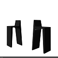 Modern Dark Wooden Bar Stools With Sleek Geometric Design And Stable Structure 3d model