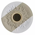 Circular Decorative Wall Art Piece White Beige With Central Black Area And Intricate Carved Patterns