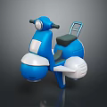 Blue And White Cartoon Style 3D Motorcycle Model With Headlight And Seat