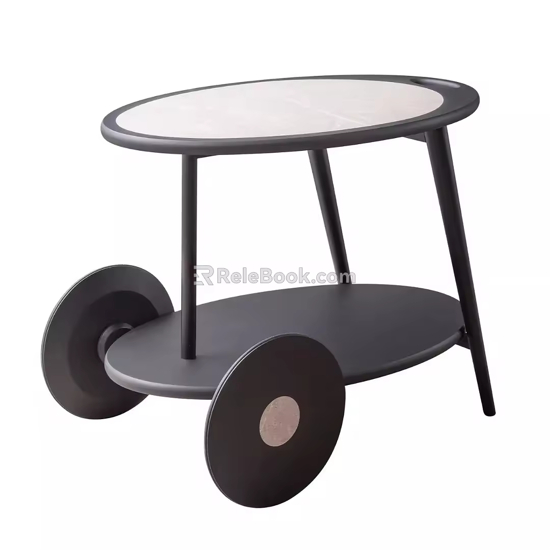 Modern Simple Art Creative Cart Solid Wood Side Table Modern Light Luxury Sofa Side Table Small Cart Side Table 3d model