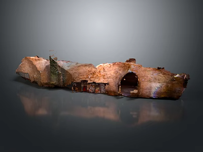 Ancient Architectural Ruin Component With Rock Texture Arch Structures Weathered Appearance 3d model
