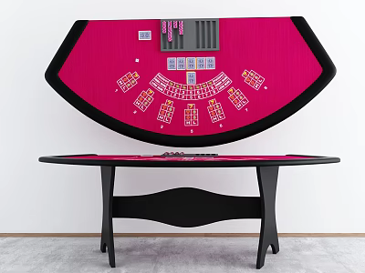 Casino Style Entertainment Table Featuring Pink Surface Black Base And Game Layout 3d model