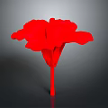 Vibrant Red Flower with Detailed Petals and Long Stem on Dark Background
