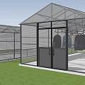 Outdoor Clothes Drying Structure With Metal Frame Glass Doors Transparent Roof And Hangers