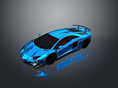 Modern Blue Sports Car With Sleek Design Rear Spoiler Black Wheels And Shiny Exterior 3d model