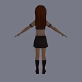 3D Model Girl Character In School Uniform Wearing Red Tie White Shirt And Dark Skirt